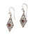 Garnet dangle earrings, 'Diamond Vines' - Handmade Garnet and Sterling Silver Dangle Earrings