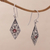 Garnet dangle earrings, 'Diamond Vines' - Handmade Garnet and Sterling Silver Dangle Earrings