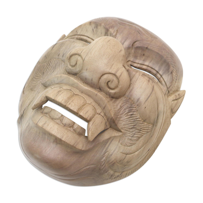 Máscara de madera, 'Sidakarya' - Máscara cultural de madera de hibisco hecha a mano de Bali
