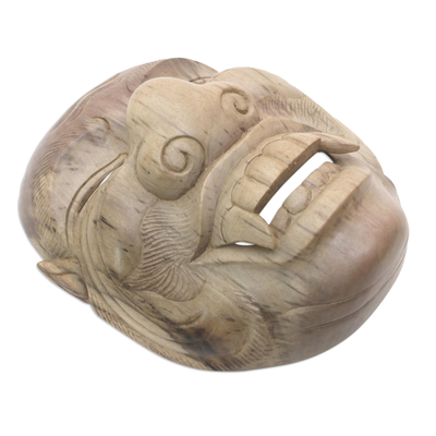 Holzmaske, 'Sidakarya' - Handgefertigte Kulturmaske aus Hibiskusholz aus Bali