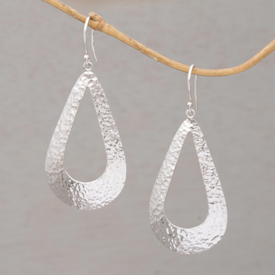 Sterling silver dangle earrings, 'Silver Shimmer' - Handcrafted Sterling Silver Dangle Earrings from Indonesia