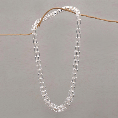 Halskette aus Sterlingsilber, 'Kriegerherz - Handgefertigte Sterlingsilber-Kette aus Indonesien