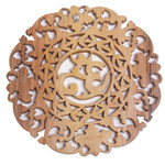 Wood relief panel, 'Om Berries' - Handcrafted Suar Wood Omkara Relief Panel from Bali