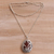 Carnelian pendant necklace, 'Evening Flowers' - Carnelian and 925 Silver Floral Pendant Necklace from Bali (image 2b) thumbail