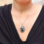 Onyx pendant necklace, 'Lemur Jungle' - Onyx and 925 Silver Lemur Pendant Necklace from Bali