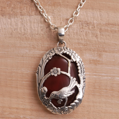 Carnelian pendant necklace, Avian Curiosity