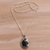 Onyx pendant necklace, 'Evening Butterfly' - Onyx and 925 Silver Butterfly Pendant Necklace from Bali (image 2b) thumbail