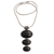 Onyx pendant necklace, 'Night Ovals' - Onyx and Sterling Silver Oval Pendant Necklace from Bali thumbail