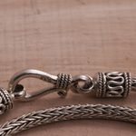 Onyx pendant necklace, 'Night Ovals' - Onyx and Sterling Silver Oval Pendant Necklace from Bali