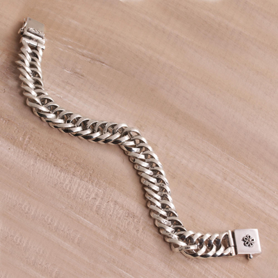 Kettenarmband aus Sterlingsilber - Handgefertigtes Kettenarmband aus Sterlingsilber aus Bali