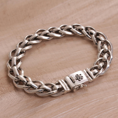 Sterling silver chain bracelet, 'Bond Strength' - Artisan Crafted Sterling Silver Chain Bracelet from Bali
