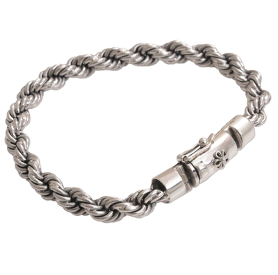 Sterling silver chain bracelet, 'Shining Bond' - Artisan Crafted Sterling Silver Chain Bracelet from Bali
