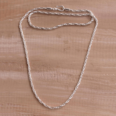 Collar de cadena de plata de ley - collar de cadena de cuerda de plata de ley 925 de Bali
