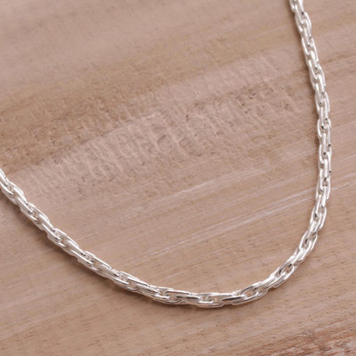 Sterling silver chain necklace, 'Luminous Sparkle' - 925 Sterling Silver Rope Chain Necklace from Bali