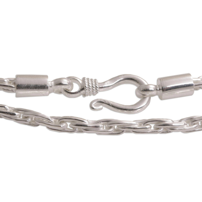 Collar de cadena de plata de ley - collar de cadena de cuerda de plata de ley 925 de Bali