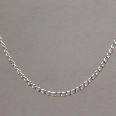 Collar de cadena de plata esterlina - Collar de cadena de eslabones cubanos de plata esterlina de Bali