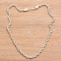 Sterling silver chain necklace, 'Spiral Shimmer' - Artisan Crafted Sterling Silver Chain Necklace from Bali