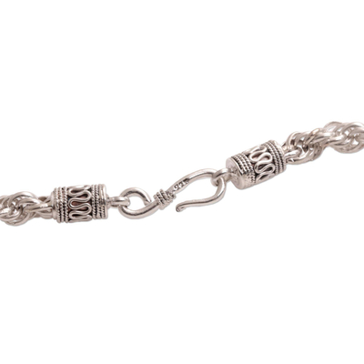 Sterling-Silber-Kette, 'Spiral Shimmer' - Kunsthandwerklich gefertigte Sterling Silber Kette Halskette aus Bali