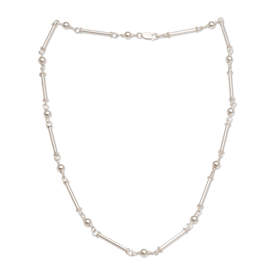 High-Polish 925 Sterling Silver Link Necklace from Bali - Luminous Rods ...