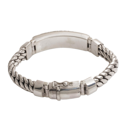 Sterling silver pendant bracelet, 'Heavenly Bloom' - 925 Sterling Silver Balinese Pendant Bracelet