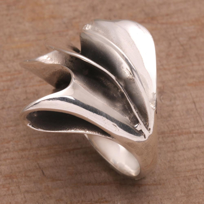 Sterling silver cocktail ring, 'Wavy Dunes' - Sterling Silver Modern Cocktail Ring from Bali