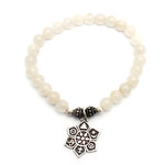 Moonstone beaded stretch bracelet, 'Unity Flower' - Moonstone Beaded Stretch Bracelet from Bali
