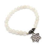 Moonstone beaded stretch bracelet, 'Unity Flower' - Moonstone Beaded Stretch Bracelet from Bali
