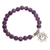 Amethyst beaded charm bracelet, 'Petaled Om' - Amethyst Floral Beaded Stretch Bracelet from Bali (image 2d) thumbail