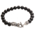 Men's onyx beaded bracelet, 'Dragon Glory' - Onyx and Sterling Silver Beaded Dragon Bracelet from Bali (image 2a) thumbail