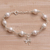 Cultured pearl charm bracelet, 'Moonlight Dragonfly' - Cultured Pearl and Sterling Silver Dragonfly Charm Bracelet thumbail