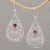 Garnet dangle earrings, 'Divine Tears' - Garnet and Sterling Silver Dangle Earrings from Bali (image 2) thumbail