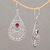 Garnet dangle earrings, 'Divine Tears' - Garnet and Sterling Silver Dangle Earrings from Bali (image 2b) thumbail
