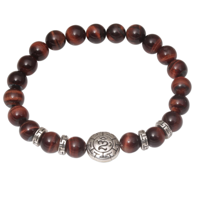 Stretch-Armband mit Tigerauge-Perlen - Tigerauge-Perlen-OM-Stretch-Armband aus Bali