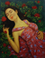 'Rose Garden Beauty' - Signed Realist Painting of a Sleeping Woman from Bali thumbail