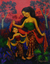 'Learning the Serimpi Dance' - Signed Realist Painting of a Mother and Daughter from Bali thumbail