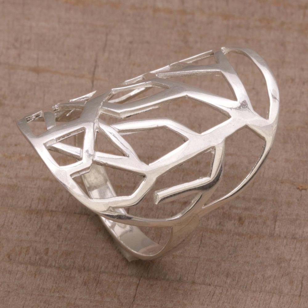 Artisan Crafted Sterling Silver Cocktail Ring from Bali - Shining ...