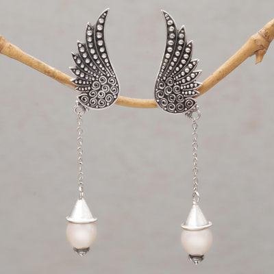 Ohrhänger aus Zuchtperlen - Handgefertigte Engelsflügel-Ohrringe aus Zuchtperlen aus Indonesien