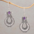 Amethyst dangle earrings, 'Sacred Source' - Amethyst Spiral Motif Dangle Earrings from Bali thumbail