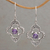 Amethyst dangle earrings, 'Aurora Petals' - Amethyst Petal Motif Dangle Earrings from Bali thumbail