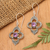 Amethyst dangle earrings, 'Aurora Petals' - Amethyst Petal Motif Dangle Earrings from Bali