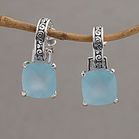 Featured review for Chalcedony dangle earrings, Buddha Hoops