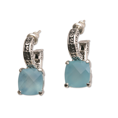 Ohrhänger aus Chalcedon - Ohrhänger aus blauem Chalcedon und 925er Silber aus Bali
