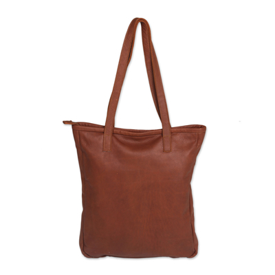 Handcrafted Leather Shoulder Bag in Caramel from Java