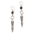Garnet dangle earrings, 'Kamasan Cones' - Garnet and 925 Silver Cone-Shaped Earrings from Bali thumbail