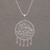 Rose quartz pendant necklace, 'Hope Web' - Rose Quartz Dream Catcher Pendant Necklace from Bali