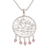 Rose quartz pendant necklace, 'Hope Web' - Rose Quartz Dream Catcher Pendant Necklace from Bali
