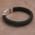 Leather wristband bracelet, 'Tranquil Weave in Black' - Braided Leather Wristband Bracelet in Black from Bali