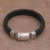 Leather wristband bracelet, 'Tranquil Weave in Black' - Braided Leather Wristband Bracelet in Black from Bali