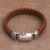 Men's leather braided wristband bracelet, 'Tranquil Weave in Brown' - Men's Leather Braided Wristband Bracelet in Brown from Bali (image 2b) thumbail