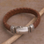 Men's leather braided wristband bracelet, 'Tranquil Weave in Brown' - Men's Leather Braided Wristband Bracelet in Brown from Bali (image 2c) thumbail